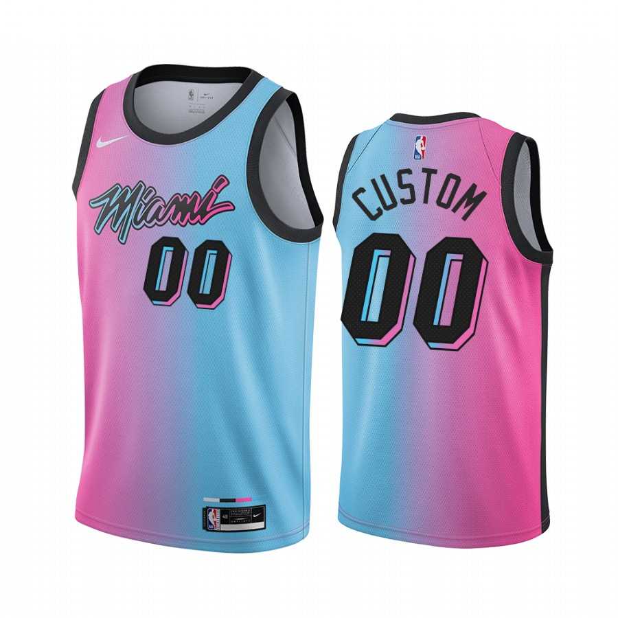 Men & Youth Customized Miami Heat Blue Pink Nike Swingman 2020-21 City Edition Jersey